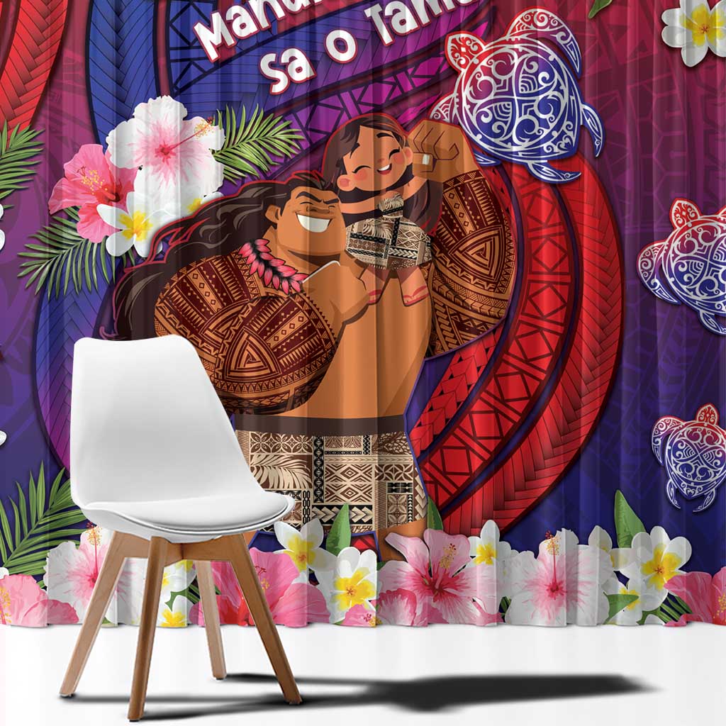 Samoa Father's Day Window Curtain Happy Father And Child