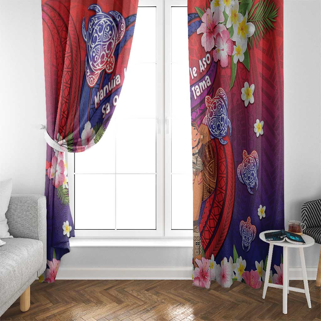Samoa Father's Day Window Curtain Happy Father And Child