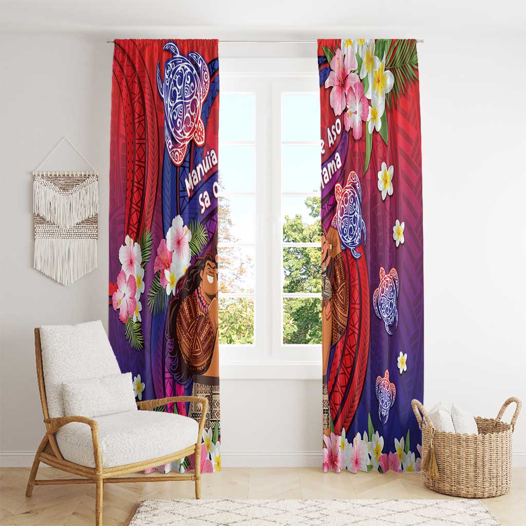 Samoa Father's Day Window Curtain Happy Father And Child