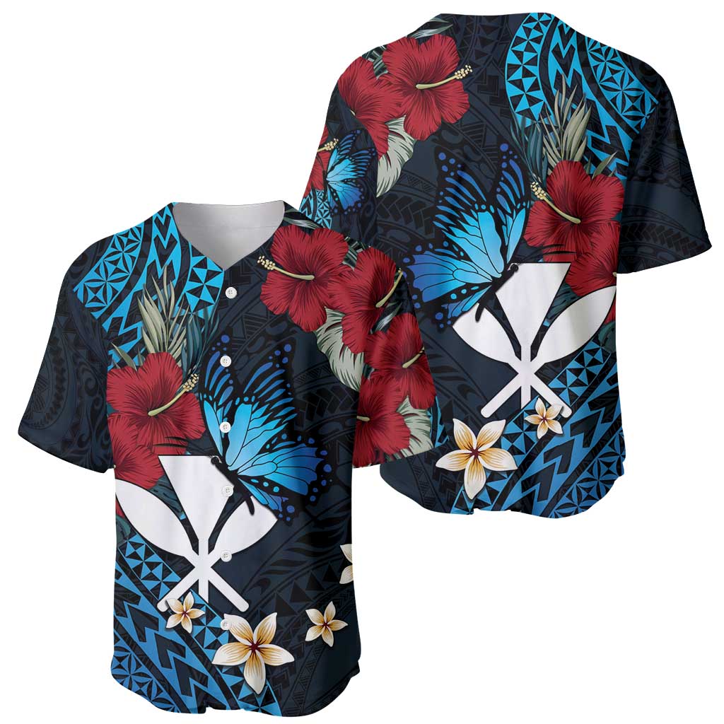 Hawaii Butterfly Baseball Jersey Kanaka Maoli Mix Hibiscus