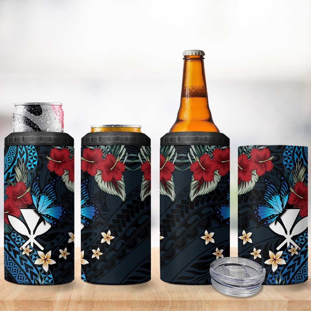 Hawaii Butterfly 4 in 1 Can Cooler Tumbler Kanaka Maoli Mix Hibiscus