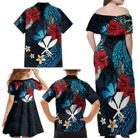 Hawaii Butterfly Family Matching Off Shoulder Maxi Dress and Hawaiian Shirt Kanaka Maoli Mix Hibiscus