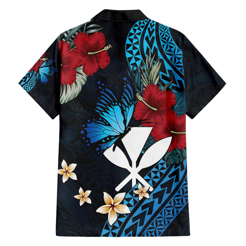Hawaii Butterfly Family Matching Off Shoulder Maxi Dress and Hawaiian Shirt Kanaka Maoli Mix Hibiscus