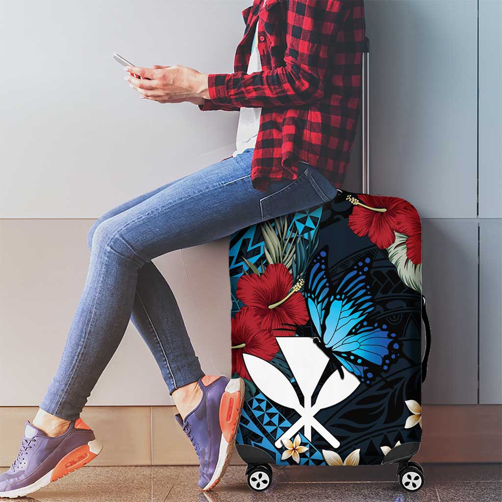 Hawaii Butterfly Luggage Cover Kanaka Maoli Mix Hibiscus