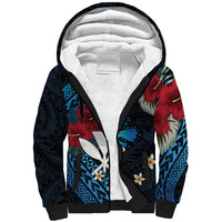 Hawaii Butterfly Sherpa Hoodie Kanaka Maoli Mix Hibiscus
