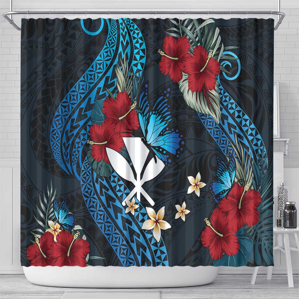 Hawaii Butterfly Shower Curtain Kanaka Maoli Mix Hibiscus
