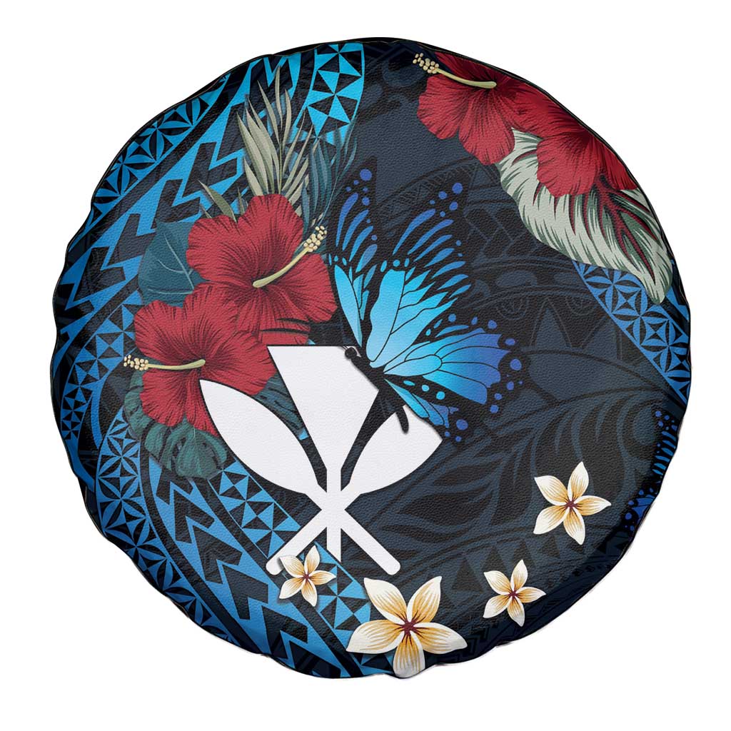 Hawaii Butterfly Spare Tire Cover Kanaka Maoli Mix Hibiscus