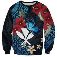 Hawaii Butterfly Sweatshirt Kanaka Maoli Mix Hibiscus
