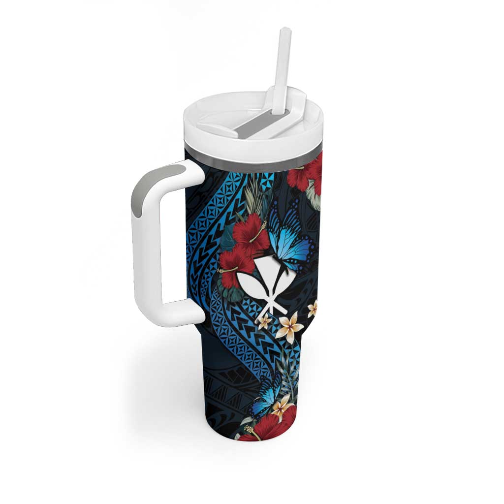 Hawaii Butterfly Tumbler With Handle Kanaka Maoli Mix Hibiscus