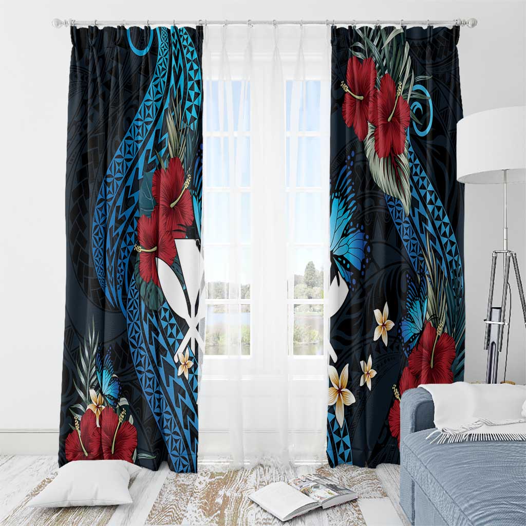 Hawaii Butterfly Window Curtain Kanaka Maoli Mix Hibiscus
