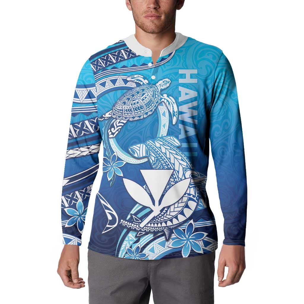 Hawaii Button Sweatshirt Turtle With Hammerhead Shark Oceanic