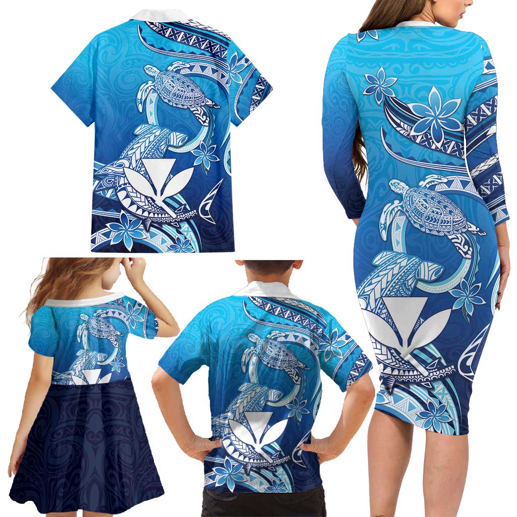 Hawaii Family Matching Long Sleeve Bodycon Dress and Hawaiian Shirt Turtle With Hammerhead Shark Oceanic DT04 - Polynesian Pride