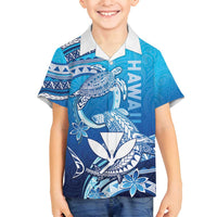 Hawaii Family Matching Long Sleeve Bodycon Dress and Hawaiian Shirt Turtle With Hammerhead Shark Oceanic DT04 Son's Shirt Blue - Polynesian Pride