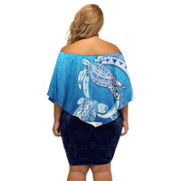 Hawaii Family Matching Off Shoulder Short Dress and Hawaiian Shirt Turtle With Hammerhead Shark Oceanic