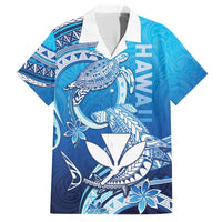 Hawaii Family Matching Short Sleeve Bodycon Dress and Hawaiian Shirt Turtle With Hammerhead Shark Oceanic DT04 Dad's Shirt - Short Sleeve Blue - Polynesian Pride