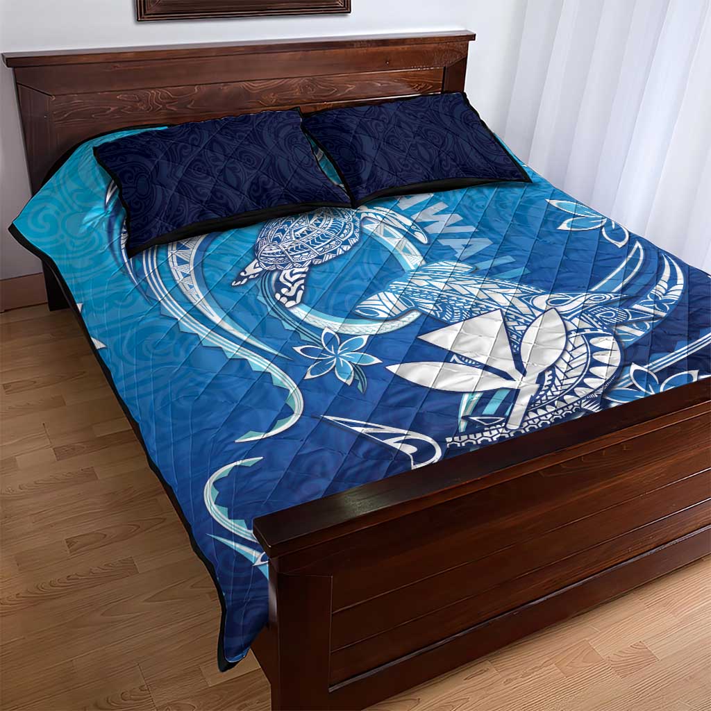 Hawaii Quilt Bed Set Turtle With Hammerhead Shark Oceanic