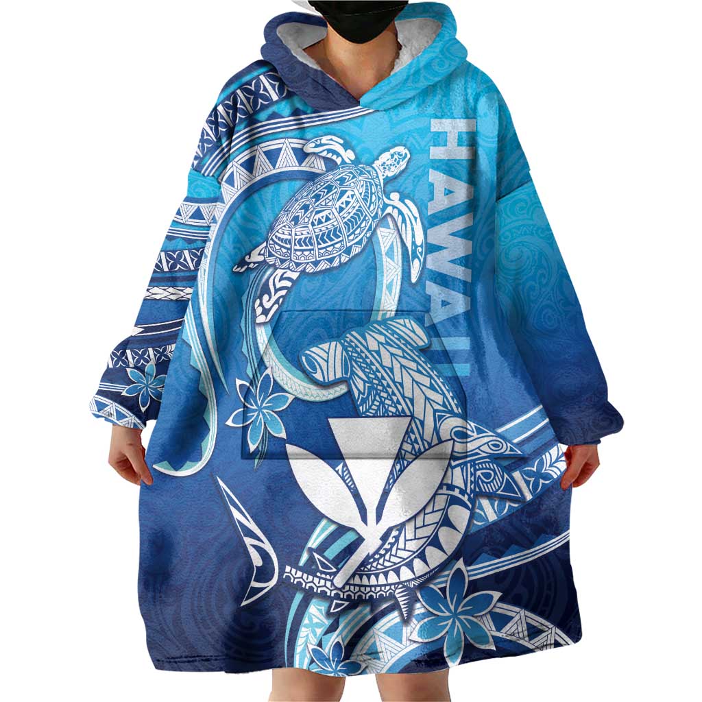 Hawaii Wearable Blanket Hoodie Turtle With Hammerhead Shark Oceanic