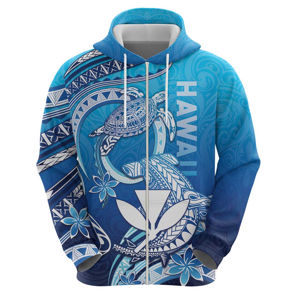 Hawaii Zip Hoodie Turtle With Hammerhead Shark Oceanic