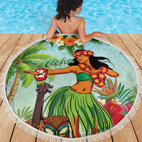 Hawaii Lei Day Beach Blanket Hula Girl With Tropical Forest