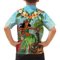 Hawaii Lei Day Family Matching Long Sleeve Bodycon Dress and Hawaiian Shirt Hula Girl With Tropical Forest DT04 - Polynesian Pride