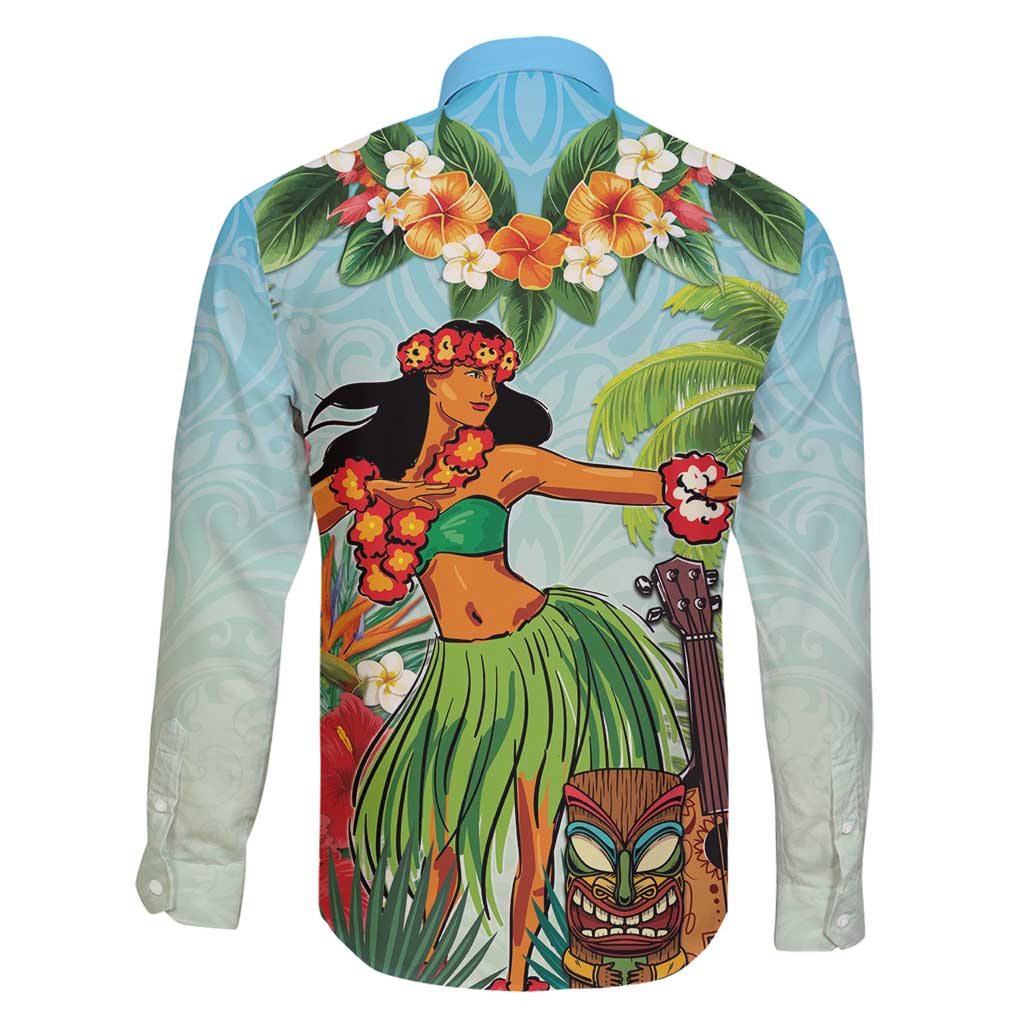 Hawaii Lei Day Family Matching Long Sleeve Bodycon Dress and Hawaiian Shirt Hula Girl With Tropical Forest DT04 - Polynesian Pride
