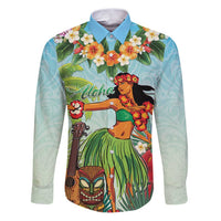 Hawaii Lei Day Family Matching Puletasi and Hawaiian Shirt Hula Girl With Tropical Forest