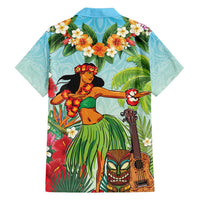 Hawaii Lei Day Family Matching Tank Maxi Dress and Hawaiian Shirt Hula Girl With Tropical Forest