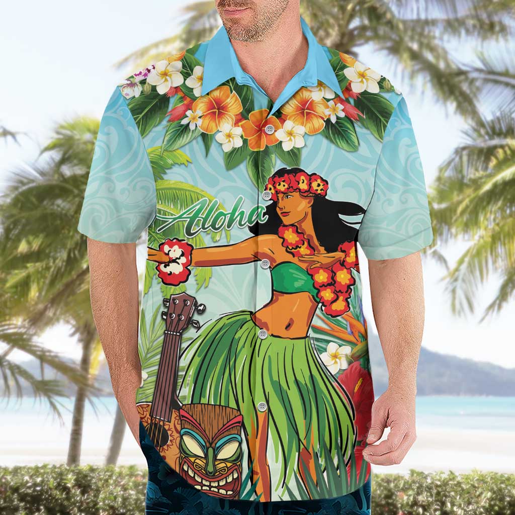 Hawaii Lei Day Hawaiian Shirt Hula Girl With Tropical Forest