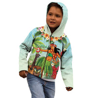 Hawaii Lei Day Kid Hoodie Hula Girl With Tropical Forest