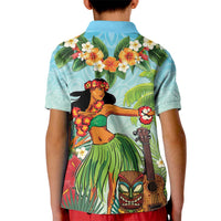 Hawaii Lei Day Kid Polo Shirt Hula Girl With Tropical Forest