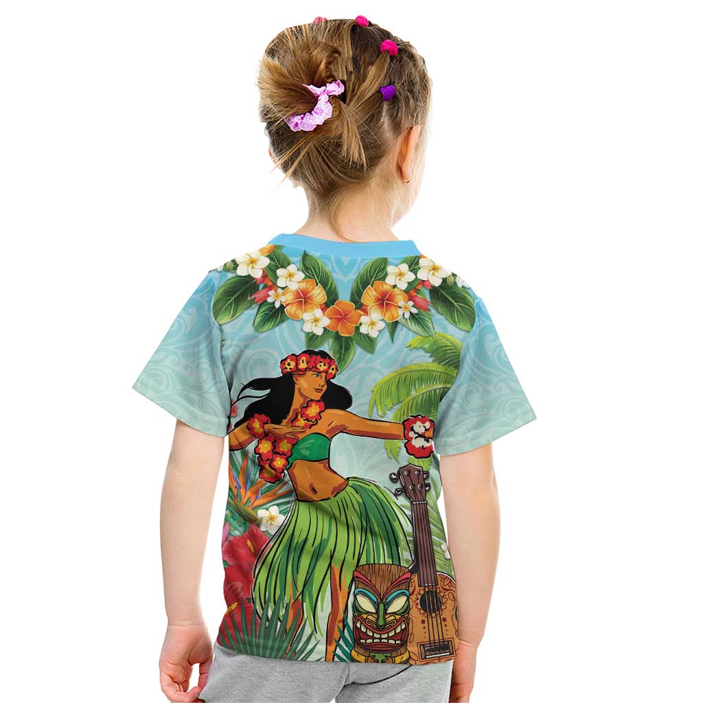 Hawaii Lei Day Kid T Shirt Hula Girl With Tropical Forest