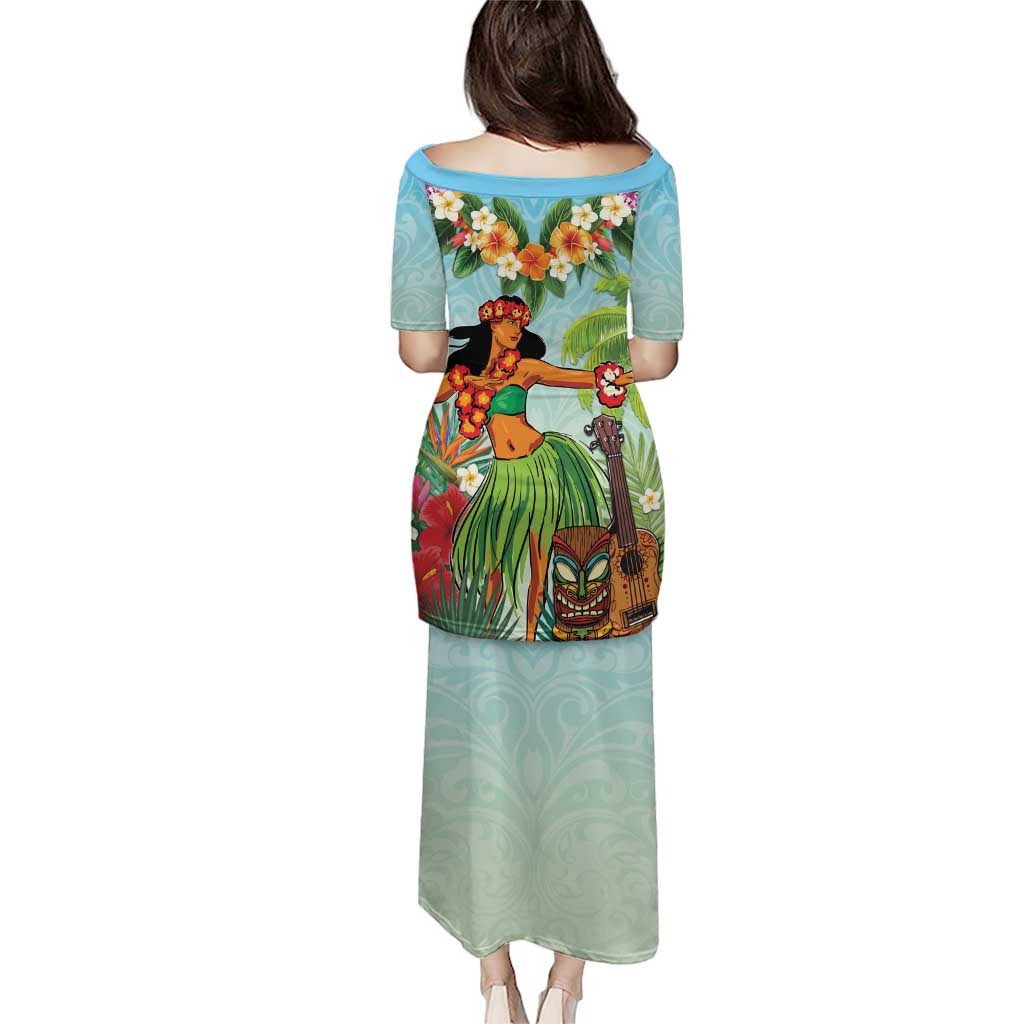 Hawaii Lei Day Puletasi Hula Girl With Tropical Forest