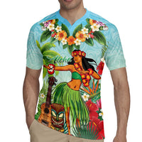 Hawaii Lei Day Rugby Jersey Hula Girl With Tropical Forest
