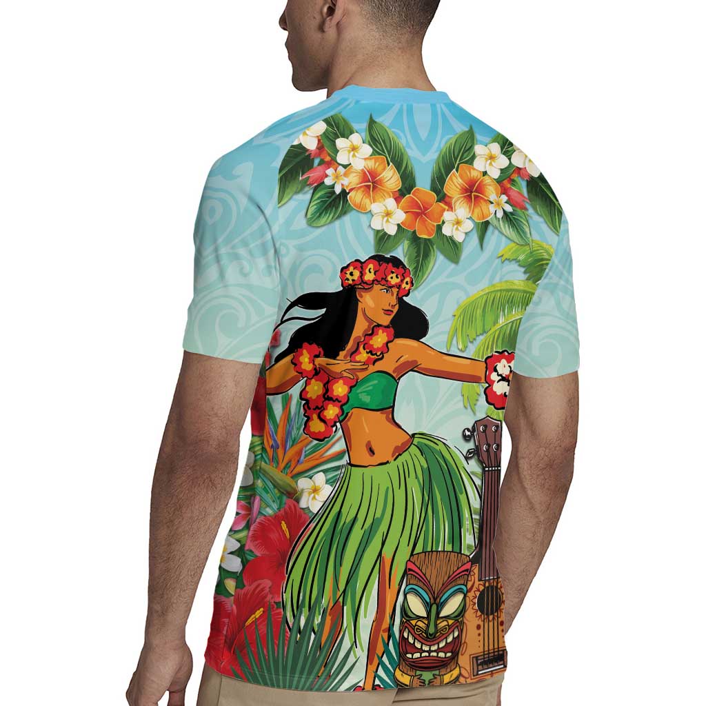 Hawaii Lei Day Rugby Jersey Hula Girl With Tropical Forest