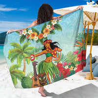 Hawaii Lei Day Sarong Hula Girl With Tropical Forest