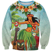 Hawaii Lei Day Sweatshirt Hula Girl With Tropical Forest