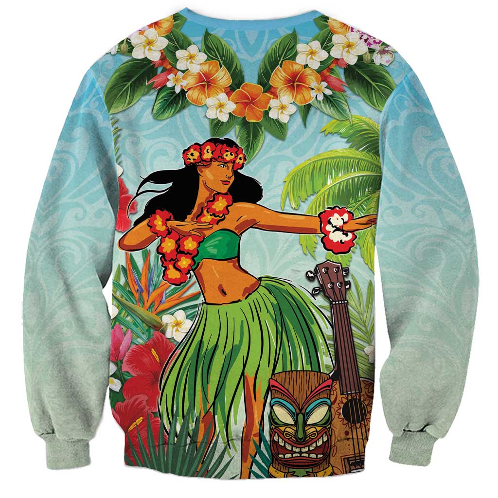 Hawaii Lei Day Sweatshirt Hula Girl With Tropical Forest