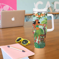 Hawaii Lei Day Tumbler With Handle Hula Girl With Tropical Forest