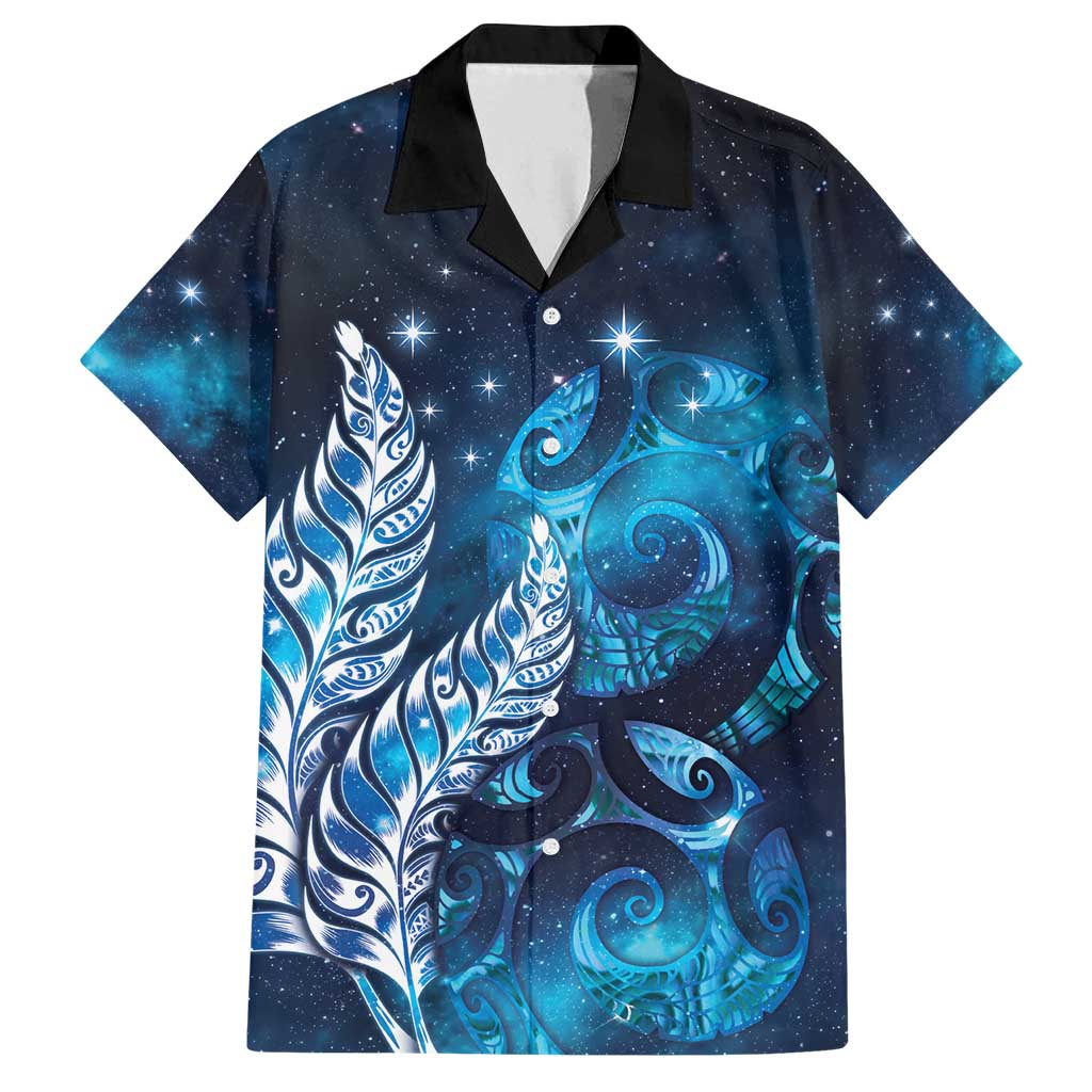 New Zealand Matariki Family Matching Long Sleeve Bodycon Dress and Hawaiian Shirt Maori Koru Mix Silver Fern
