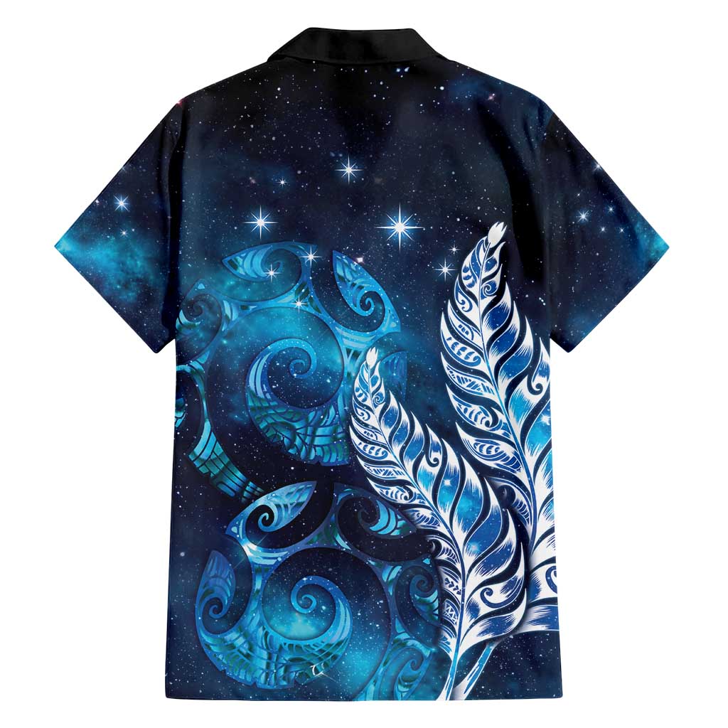 New Zealand Matariki Family Matching Long Sleeve Bodycon Dress and Hawaiian Shirt Maori Koru Mix Silver Fern