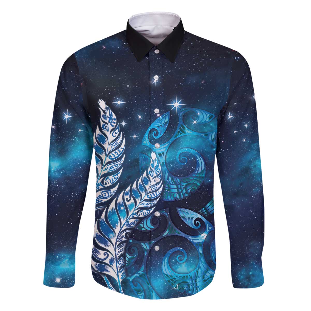 New Zealand Matariki Family Matching Off The Shoulder Long Sleeve Dress and Hawaiian Shirt Maori Koru Mix Silver Fern