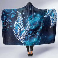 New Zealand Matariki Hooded Blanket Maori Koru Mix Silver Fern