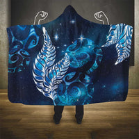 New Zealand Matariki Hooded Blanket Maori Koru Mix Silver Fern