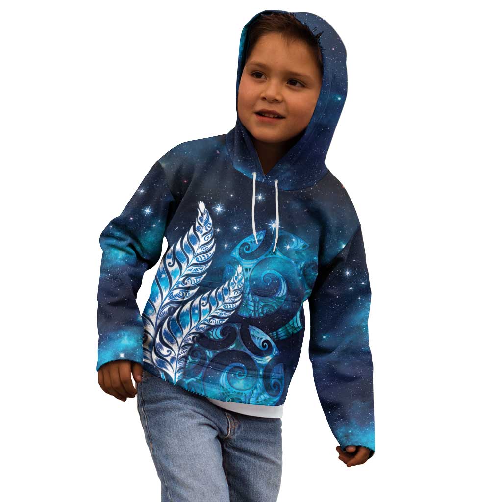 New Zealand Matariki Kid Hoodie Maori Koru Mix Silver Fern