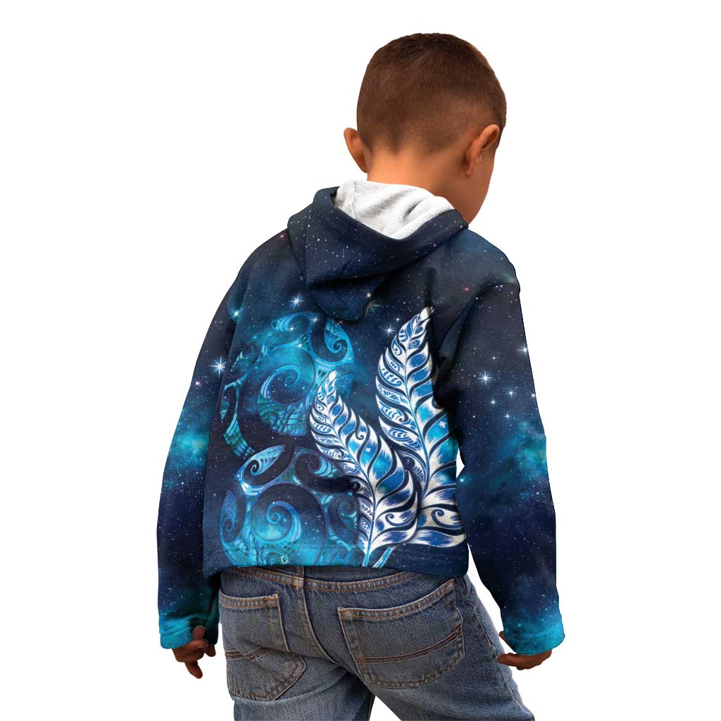 New Zealand Matariki Kid Hoodie Maori Koru Mix Silver Fern