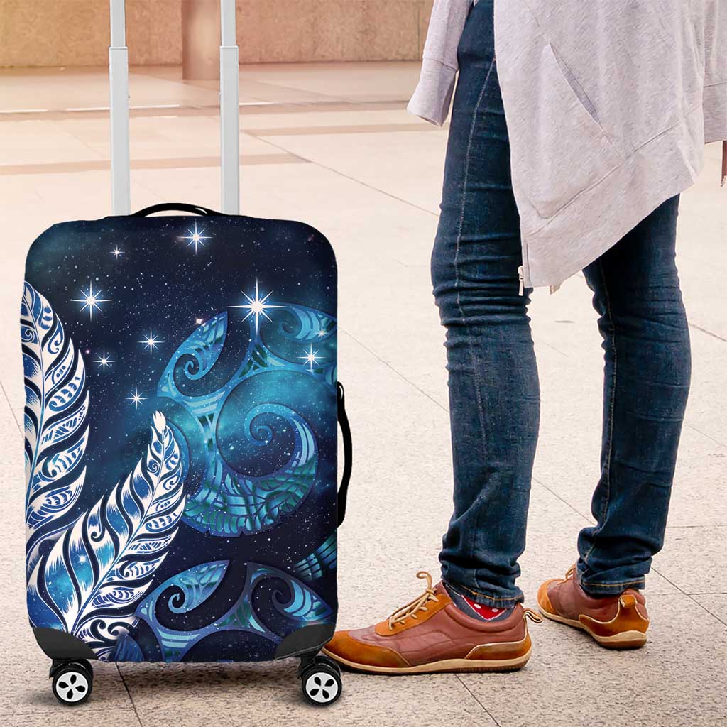 New Zealand Matariki Luggage Cover Maori Koru Mix Silver Fern