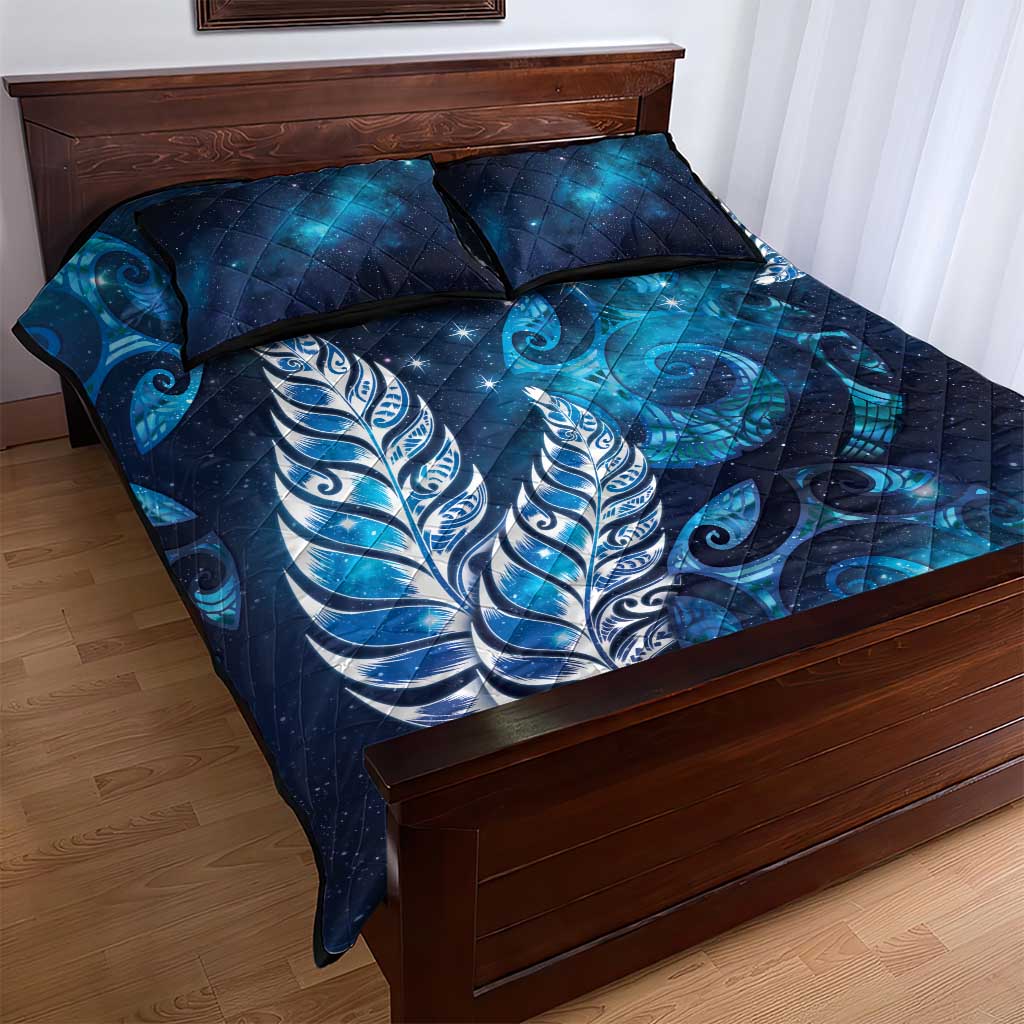 New Zealand Matariki Quilt Bed Set Maori Koru Mix Silver Fern