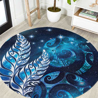 New Zealand Matariki Round Carpet Maori Koru Mix Silver Fern