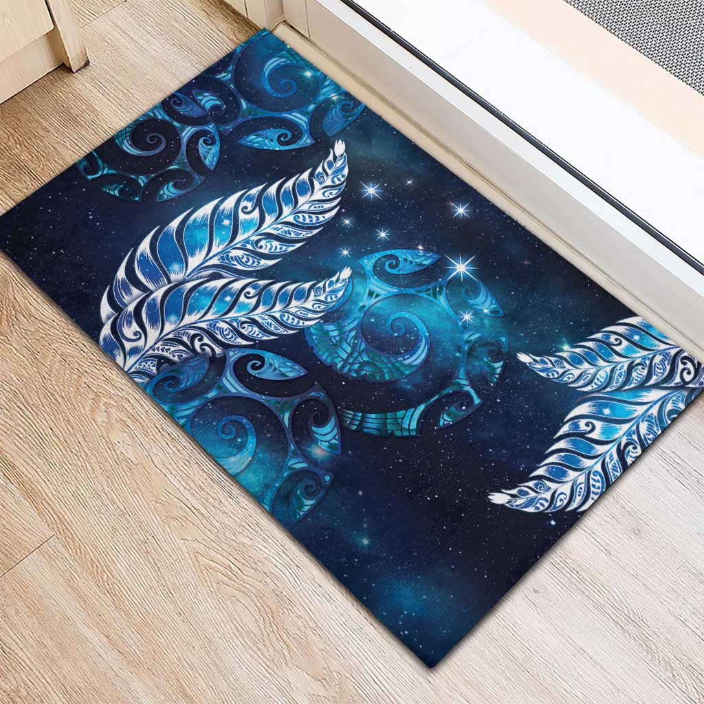 New Zealand Matariki Rubber Doormat Maori Koru Mix Silver Fern