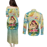 Personalised Hawaii Mother's Day Couples Matching Puletasi and Long Sleeve Button Shirt I Love You Mom DT04 - Polynesian Pride